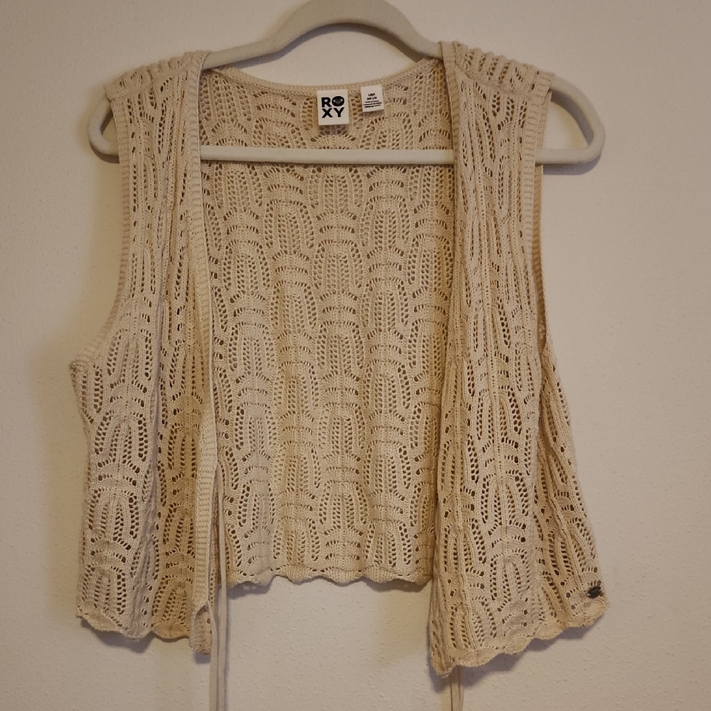 Roxy Women's Beige Open-Knit Cardigan